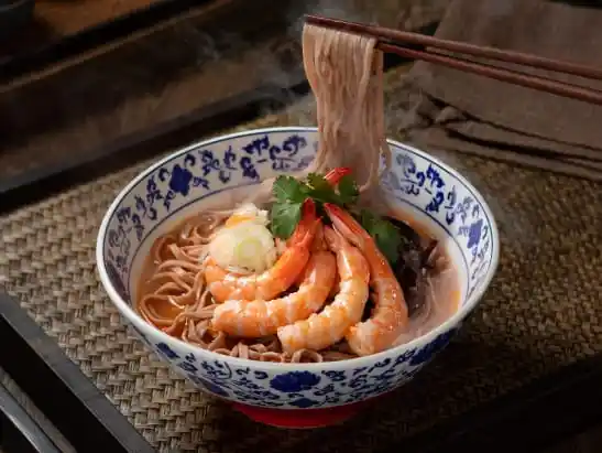 Qingdao King Prawn, Quinoa Noodle Soup